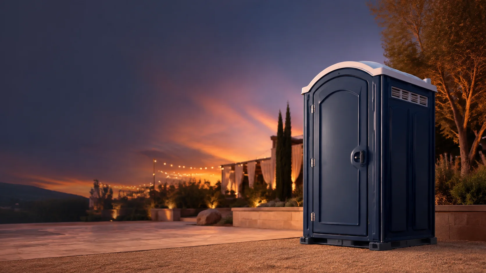 Portable restroom shown for rental planning in Sanford, FL